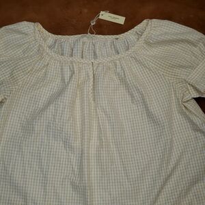 Madewell Cream Plaid Blouse